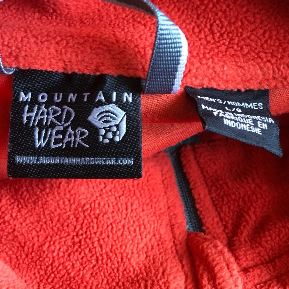 Mountain Hardwear Mens Lightweight Fleece Pullover Large Red Orange Half Zip